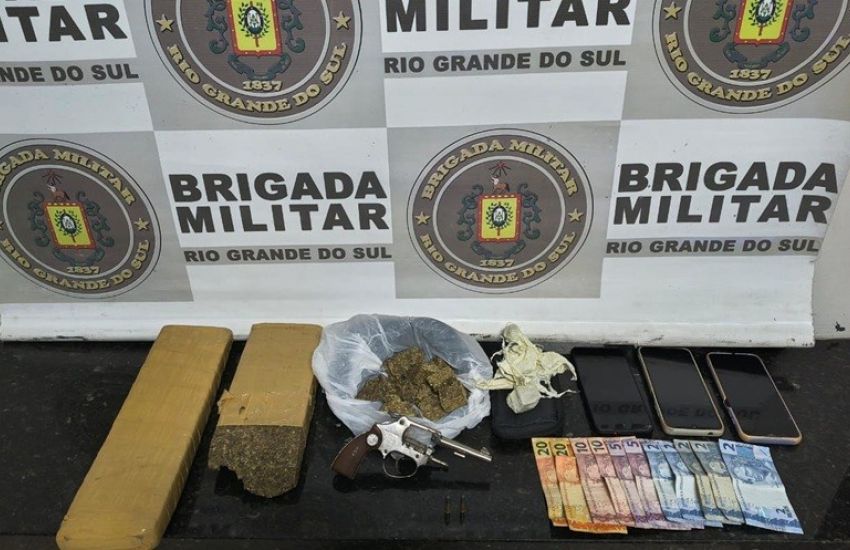 Brigada Militar apreende mais de 2 quilos de maconha e arma em Camaquã