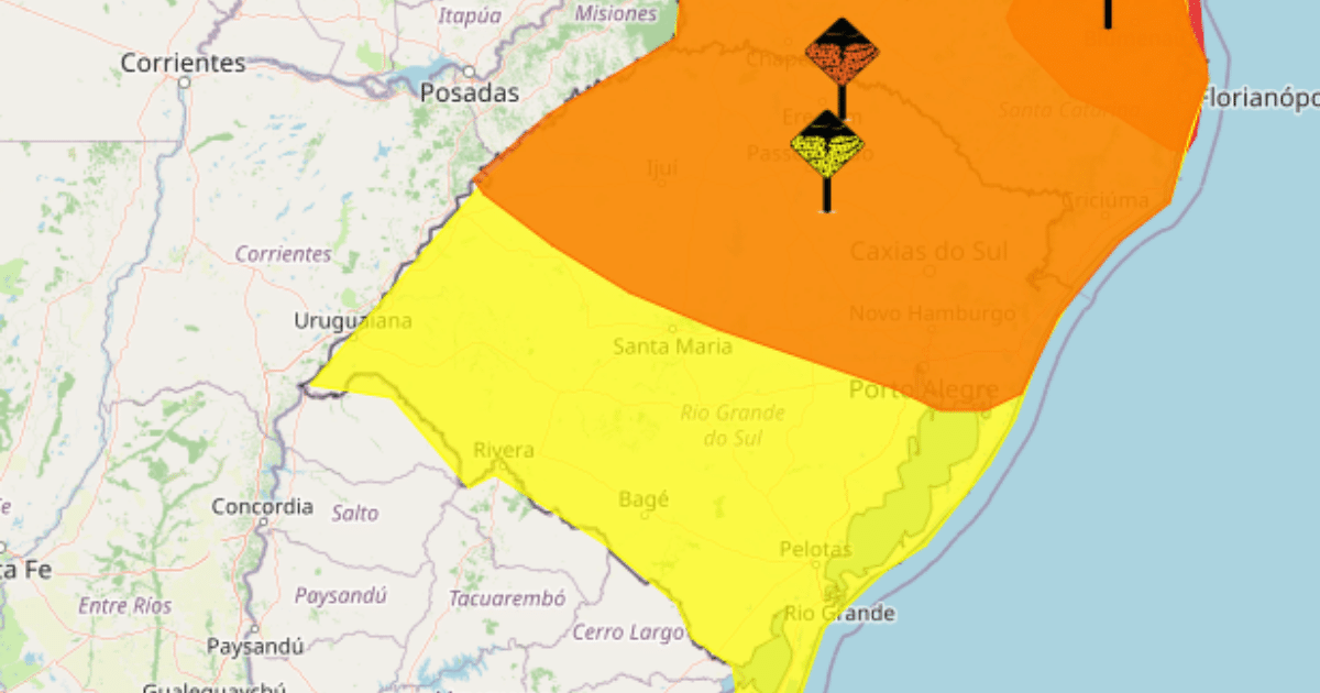 Defesa Civil alerta para fortes temporais no Rio Grande do Sul neste fim de semana