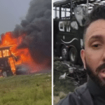 Ônibus de banda gaúcha é destruído por incêndio no Paraná