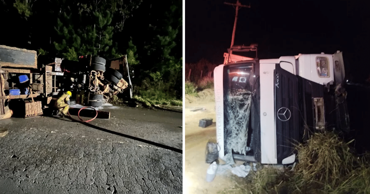 Segunda carreta tomba e pega fogo no mesmo trecho da BR-471, em Encruzilhada do Sul