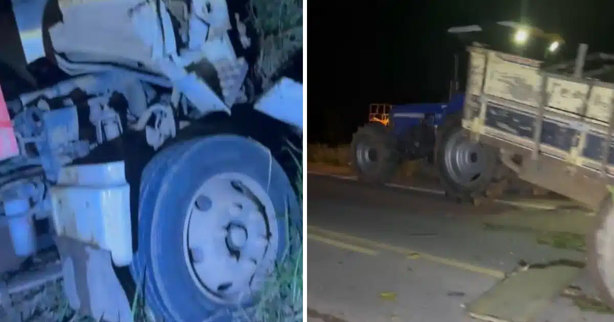Caminhão colide com reboque de trator na ERS-350, em Chuvisca