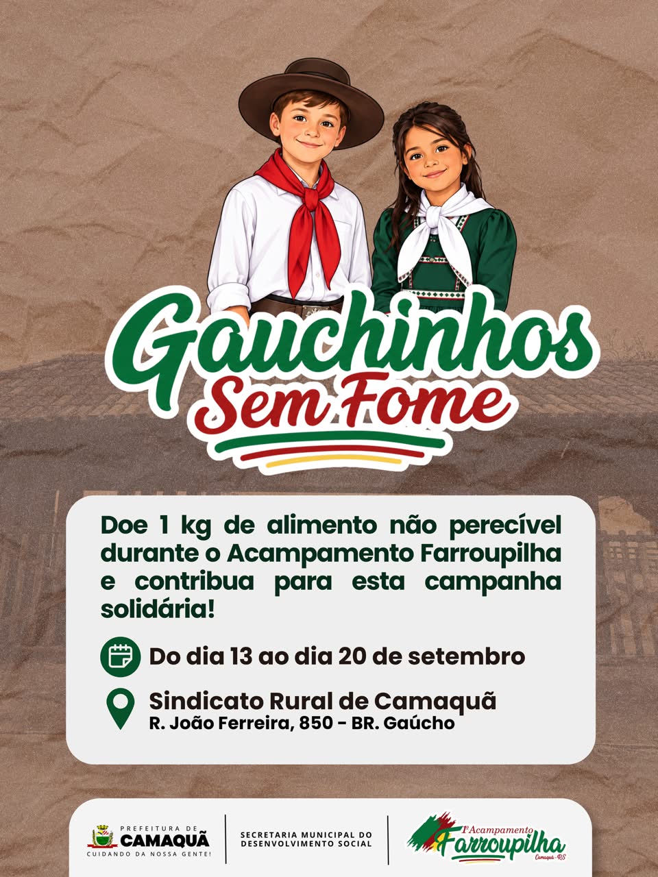 Camaquã lança campanha “Gauchinhos Sem Fome” durante Acampamento Farroupilha