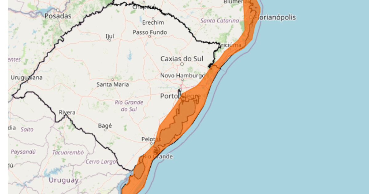 Inmet emite alerta de perigo para ventos costeiros no RS neste sábado