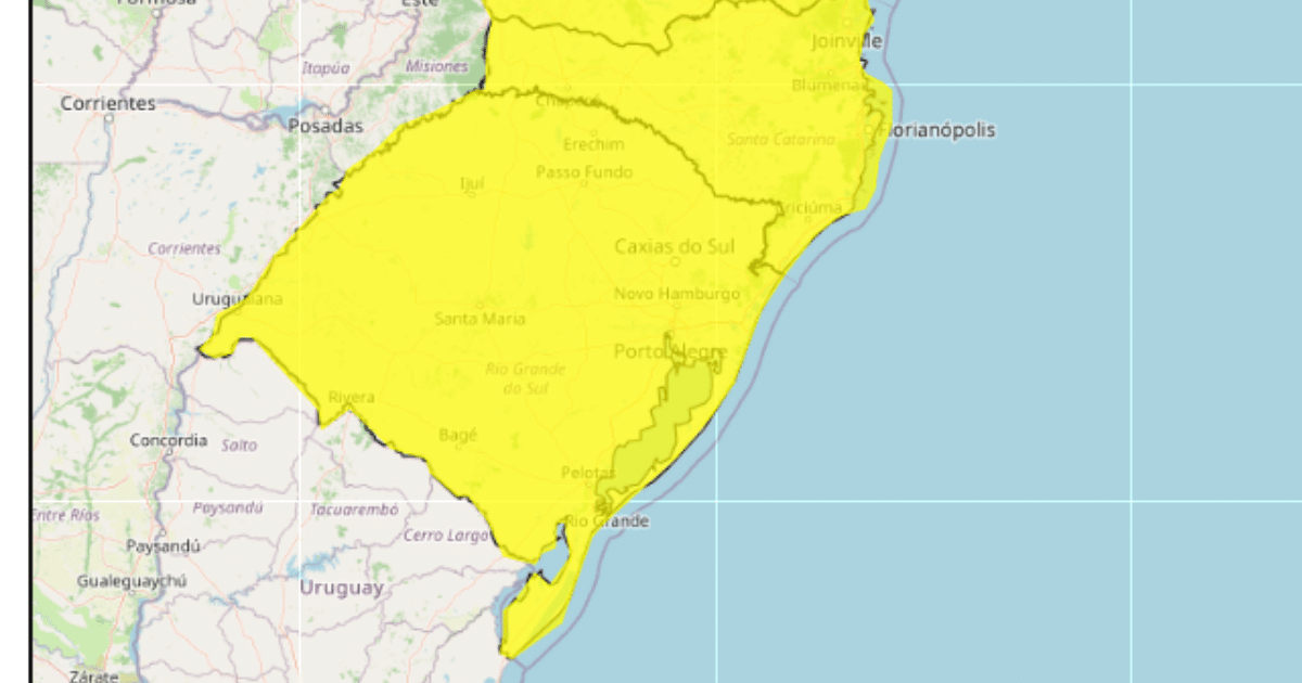 Inmet emite alerta de tempestade para o Rio Grande do Sul neste sábado (24)
