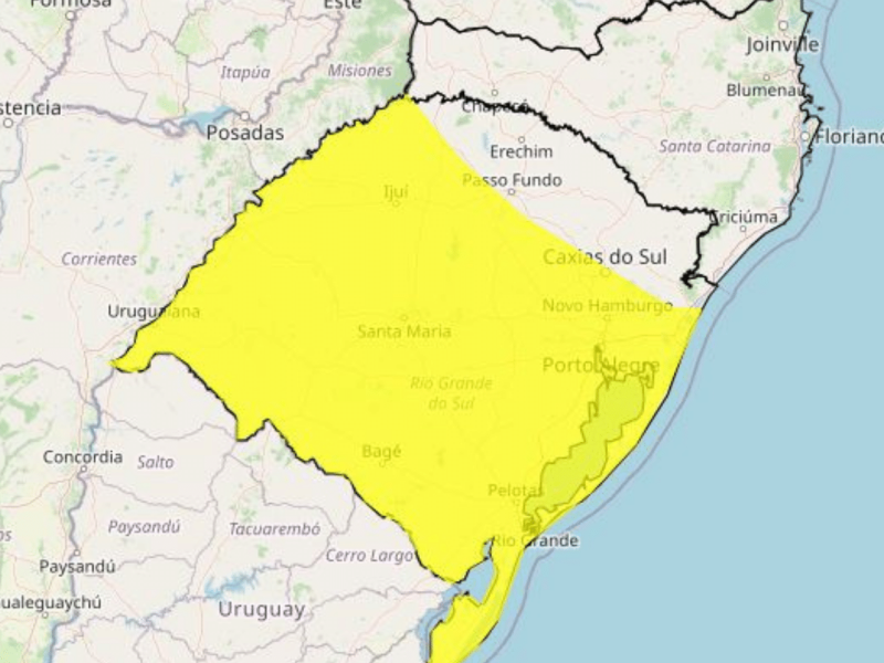 Alerta de chuvas intensas atinge Zona Sul do RS nesta quinta-feira