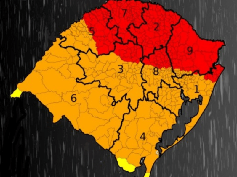 Defesa Civil alerta para risco meteorológico no Rio Grande do Sul