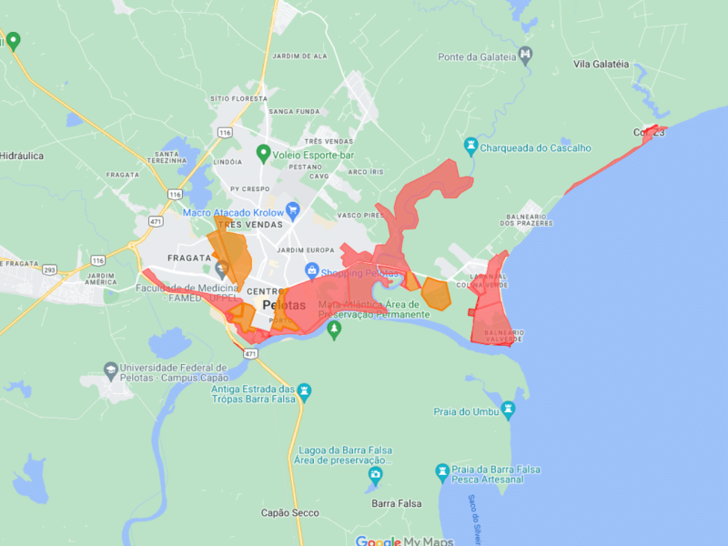 Prefeitura altera mapa com novas áreas de risco em Pelotas