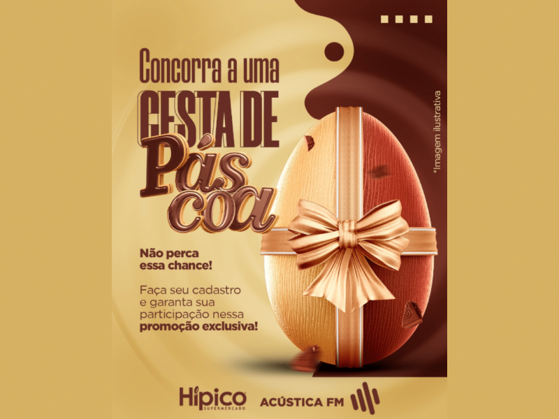 Promoção da Rádio Acústica FM e do Hípico Supermercado sorteia a uma cesta de Páscoa