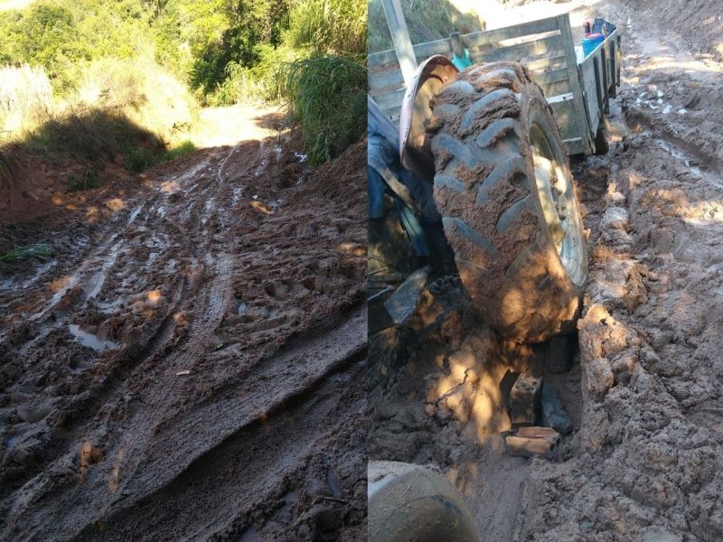 Moradores do interior de Chuvisca reclamam das péssimas condições das estradas. Foto: Ouvinte | Acústica FM