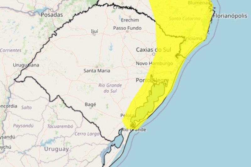 Defesa Civil emite alerta para chuvas e rajadas de vento com mais de 50 km/h no Rio Grande do Sul