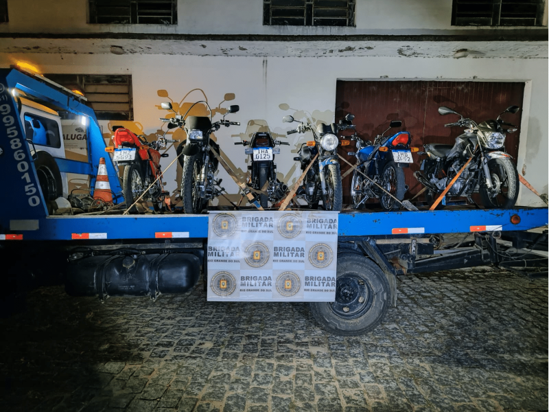 Brigada Militar apreende seis motocicletas em Camaquã envolvidas em manobras perigosas