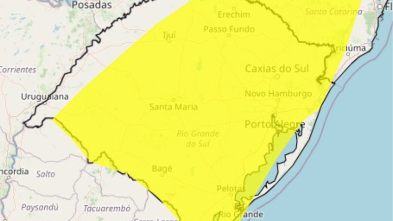 Defesa Civil emite alerta para temporais no Rio Grande do Sul