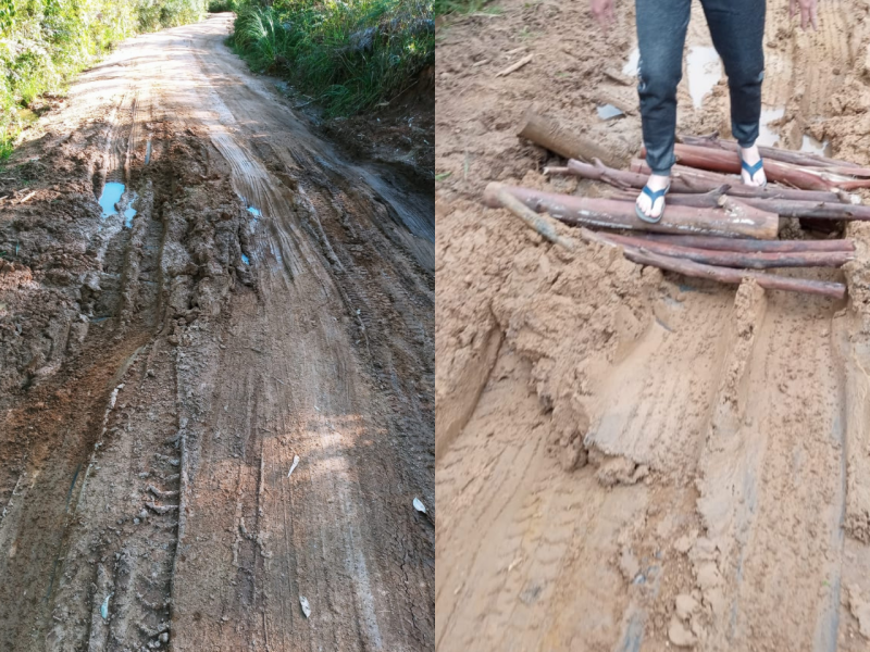 Situação da estrada na Costa da Divisa em Camaquã.