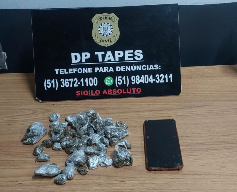 Tráfico de drogas: polícia fecha “boca de fumo” em Tapes. Denúncias de moradores ajudaram a prender traficante de drogas