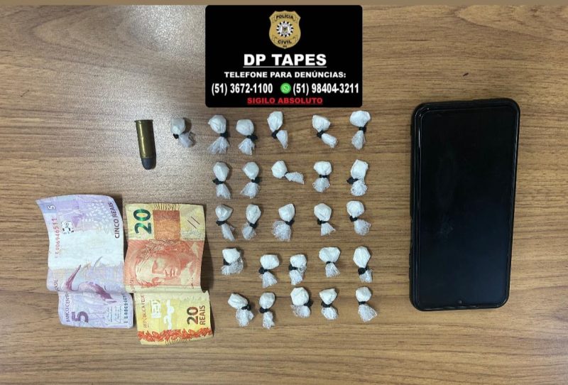 Polícia prende duas pessoas por tráfico de drogas em Tapes