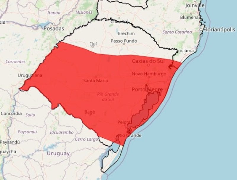 Inmet alerta para chuva intensa no Rio Grande do Sul