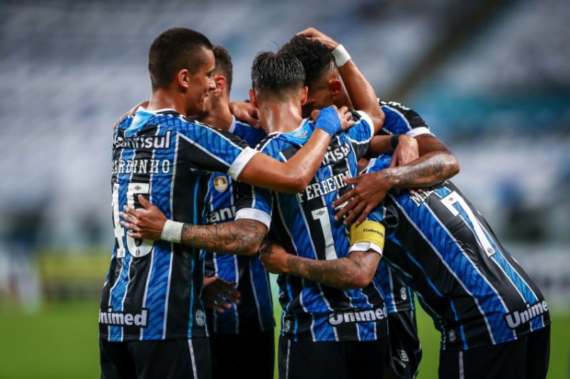 Jogadores do Grêmio em comemoração. Foto: Grêmio Oficial