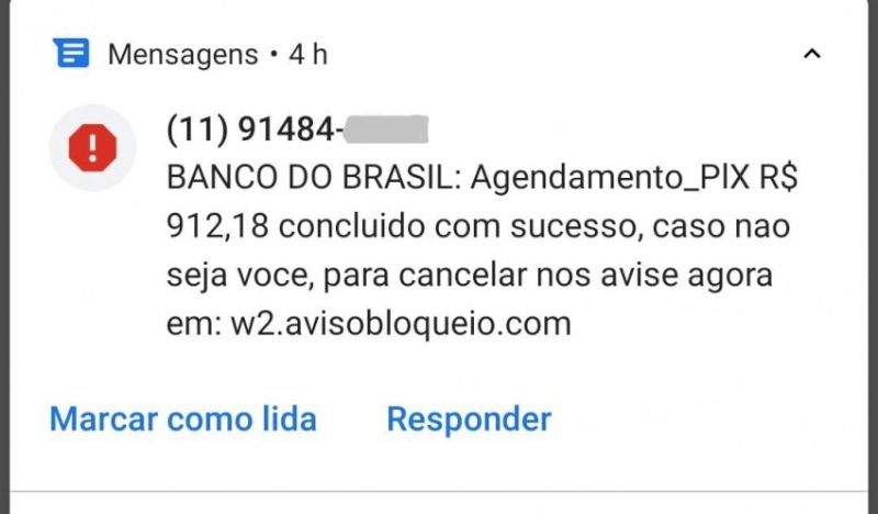 Mensagens costumam ser enviadas para celulares das vítimas. Fotos: Reprodução