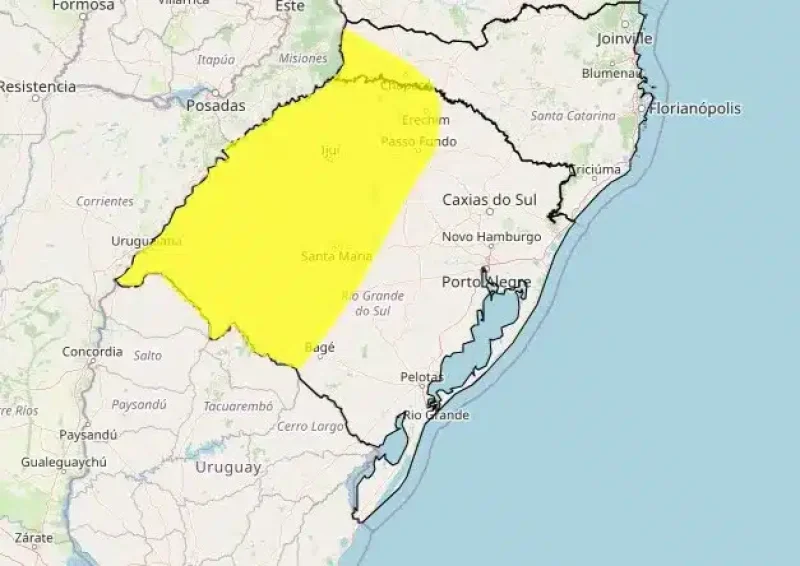 Inmet publica alerta de tempestade para o RS