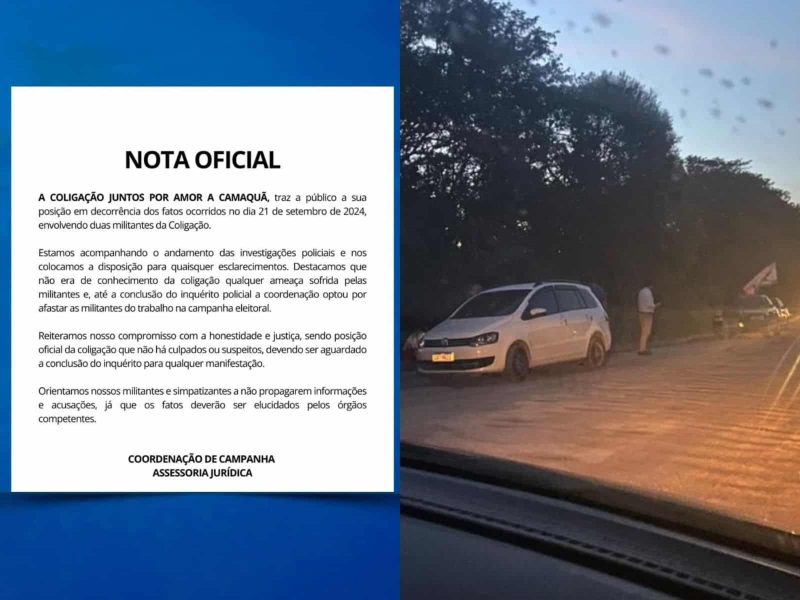 Coligação "Juntos, por amor a Camaquã" emite nota oficial sobre suposto caso de agressão e afasta militantes