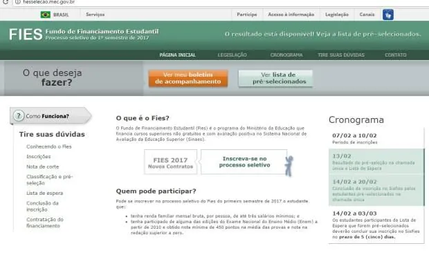 Divulgado resultado da primeira edição do FIES 2017