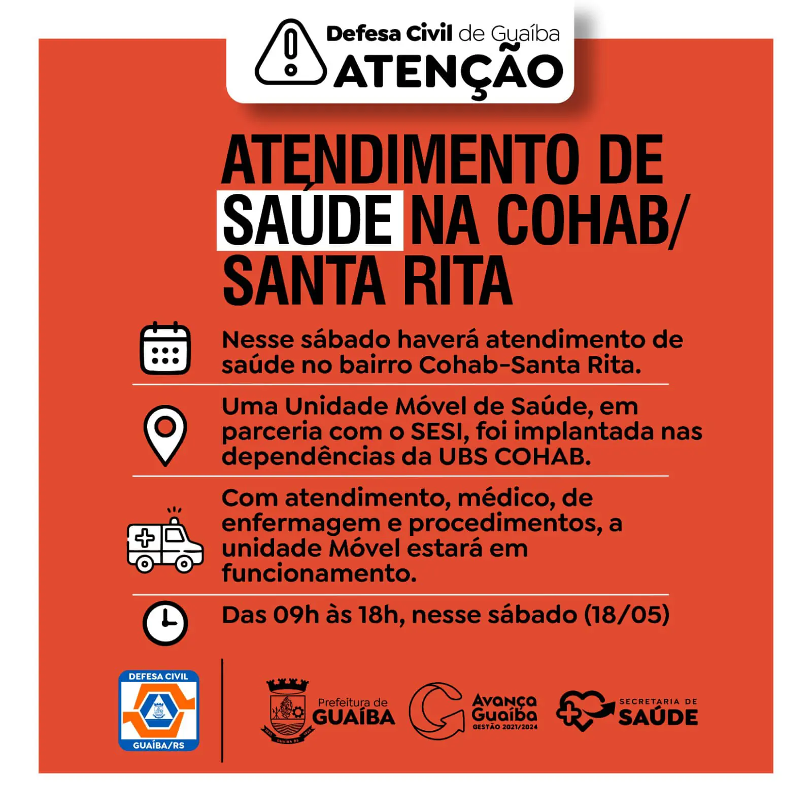 Atendimento médico ocorre no bairro Cohab-Santa Rita em Guaíba