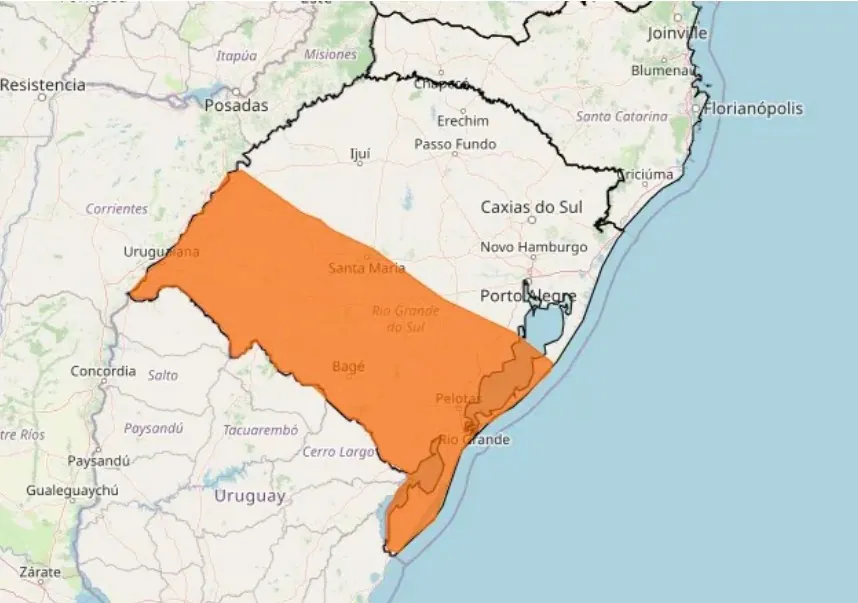 Inmet alerta para temporais no Rio Grande do Sul 