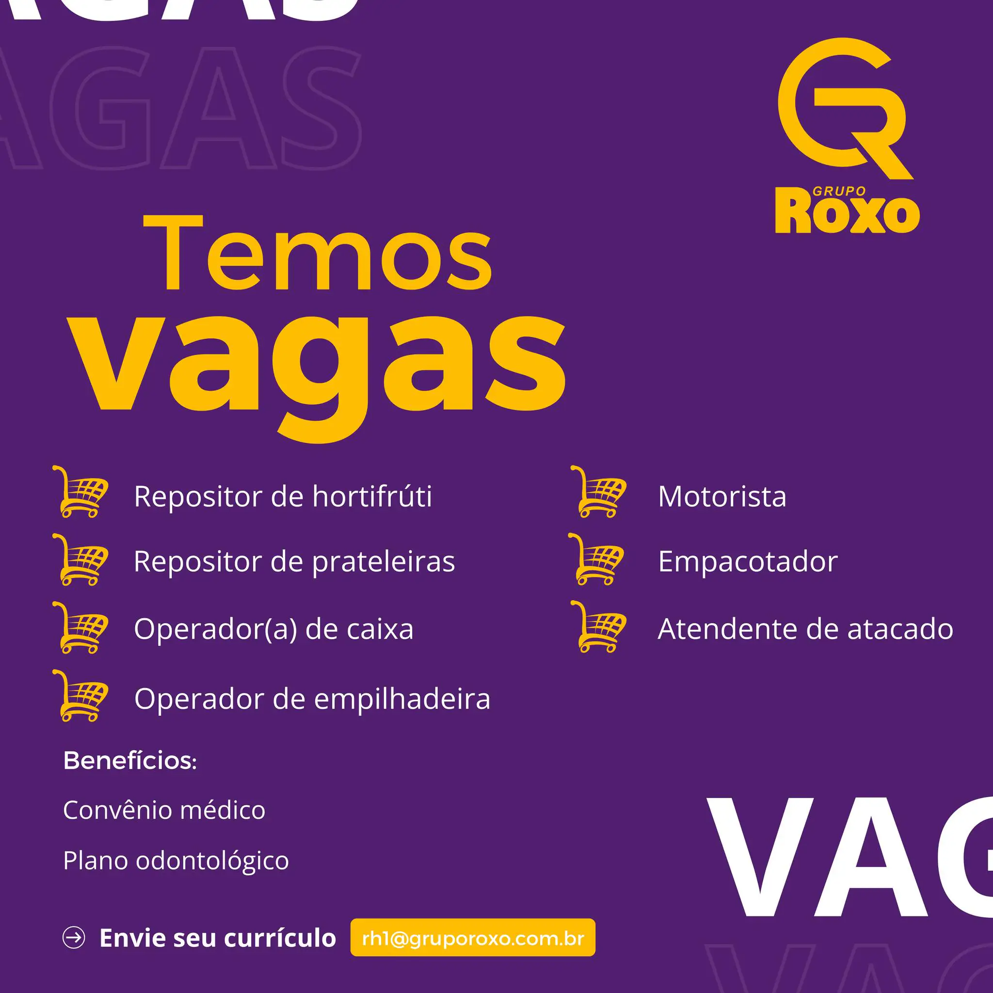 Grupo Roxo abre vagas de emprego em Camaquã