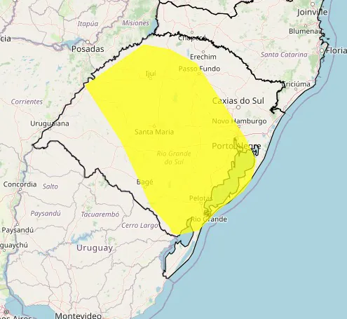 Inmet alerta para temporais na Costa Doce 