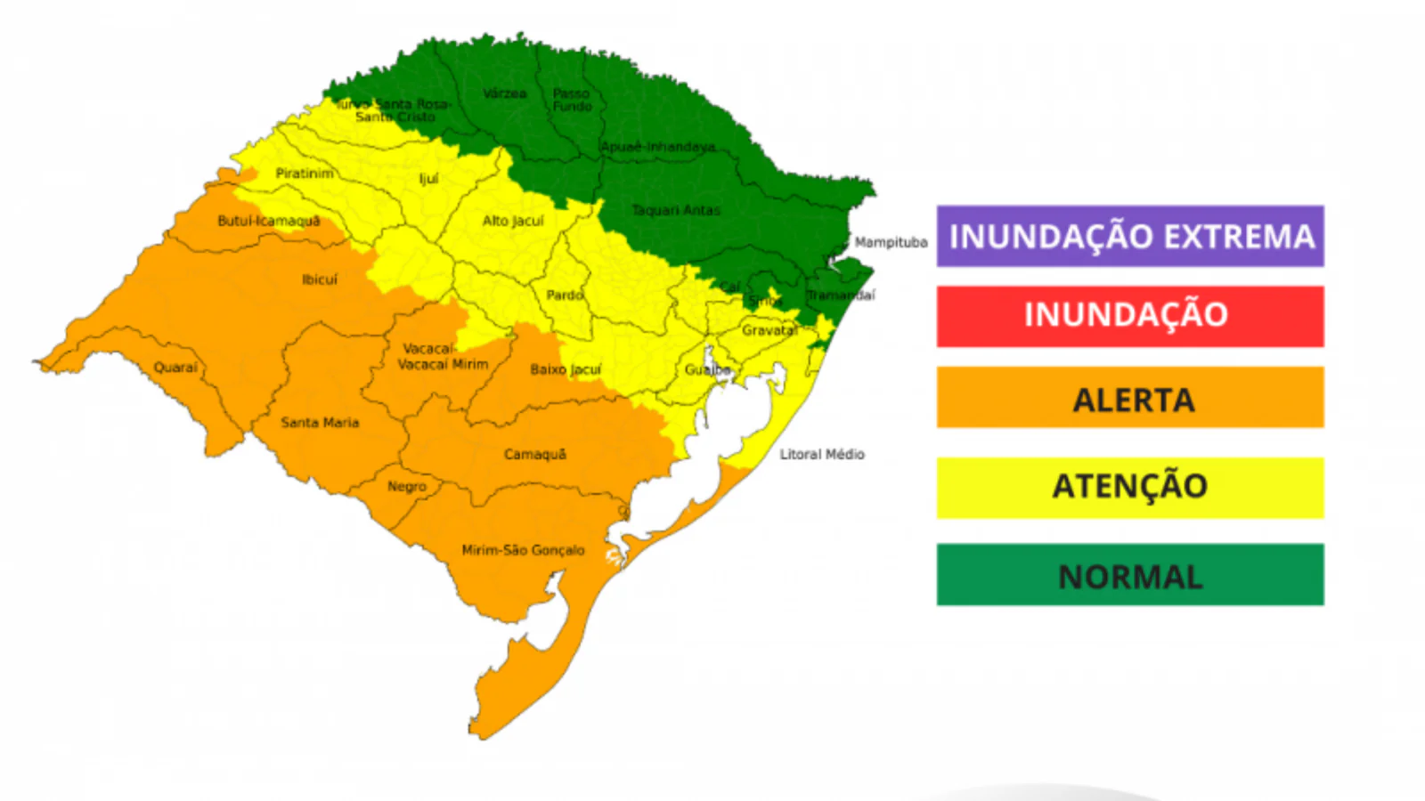 Defesa Civil alerta para risco de cheias no RS