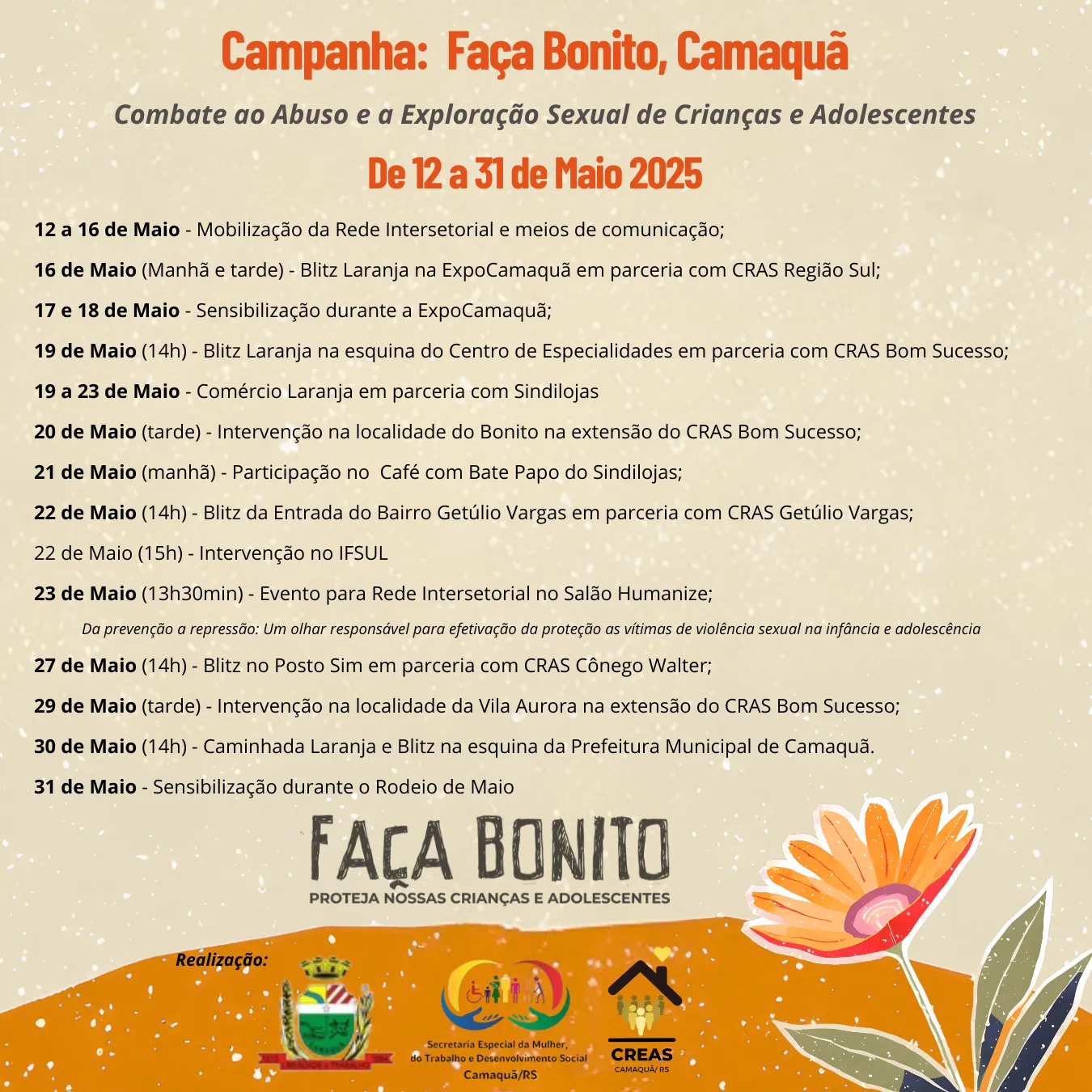 Camaquã intensifica campanha “Faça Bonito” no combate ao abuso e exploração sexual de crianças e adolescentes