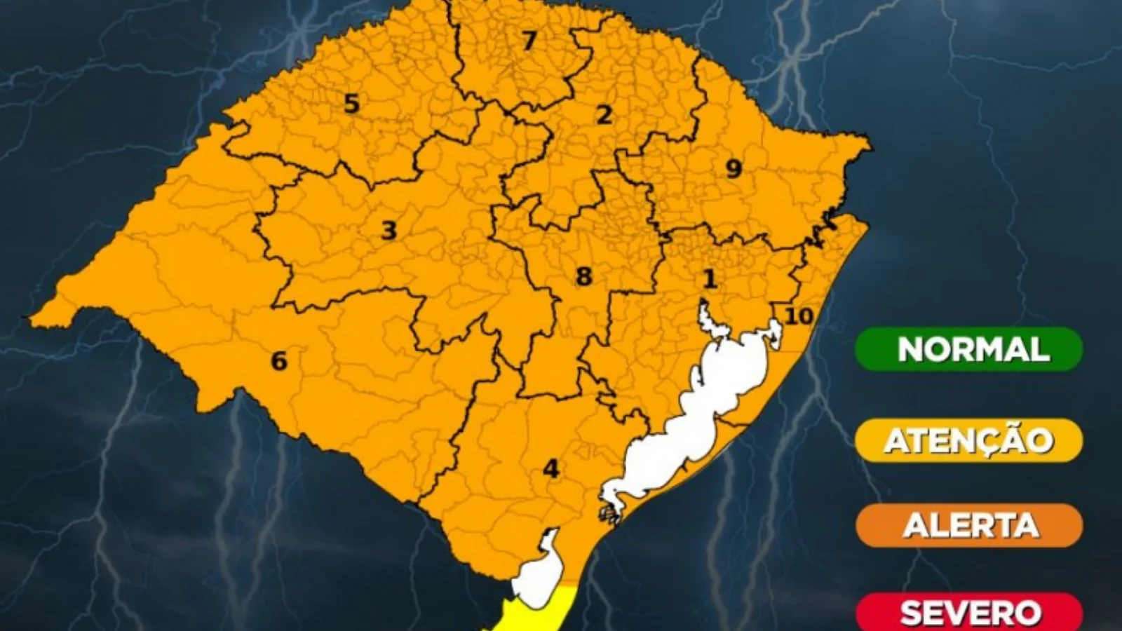 Defesa Civil alerta para chuva forte, temporais e granizo no Rio Grande do Sul