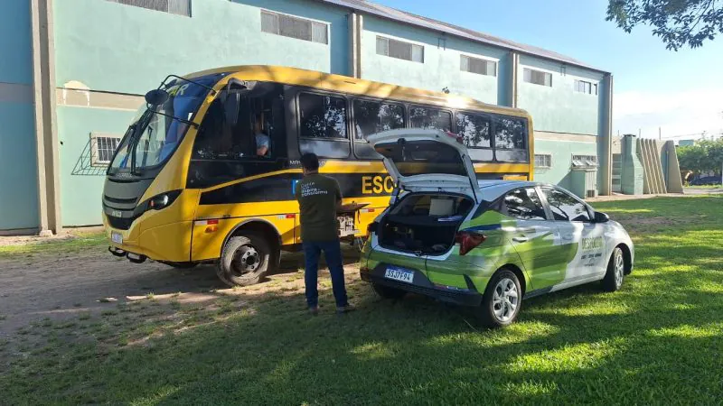 Veículos do Transporte Escolar de Camaquã passam por vistoria do Programa Despoluir